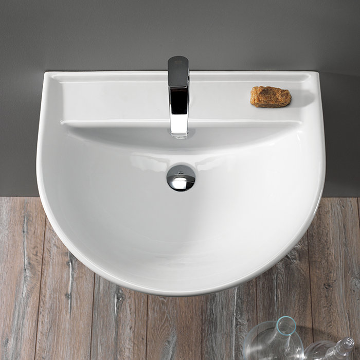 CeraStyle by Nameeks Bella White Ceramic Pedestal Bathroom Sink and